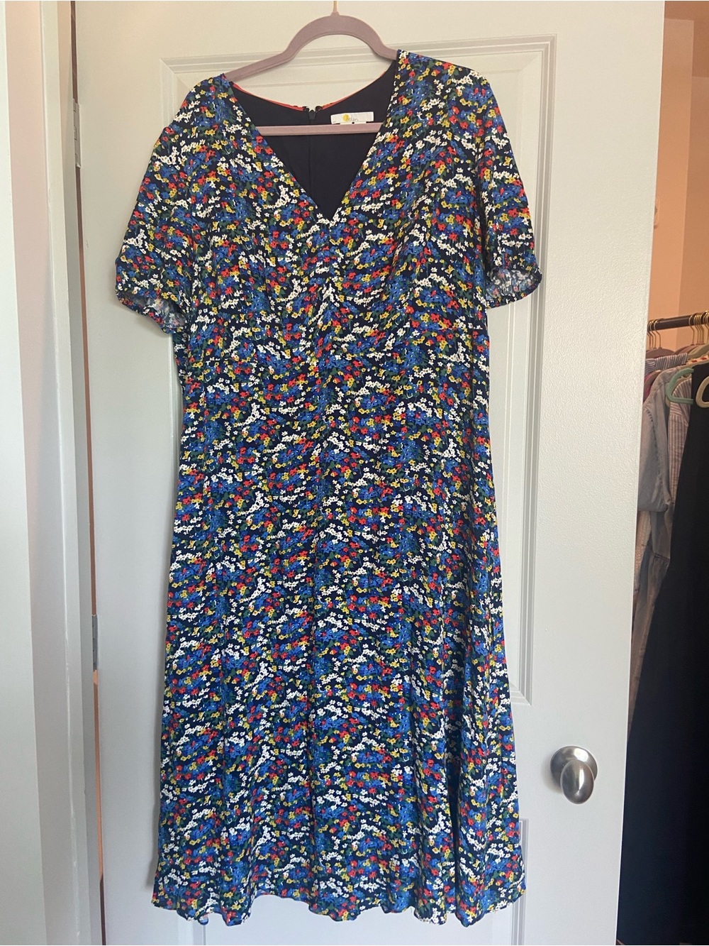 Boden Black Floral Midi Dress Plus Size
